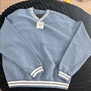 Men's Blue Sweater with White Stripes